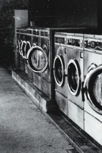 Grayscale Photography of Front-load Washers